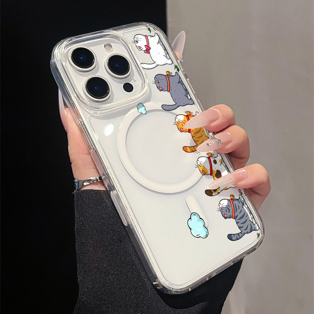 Apple Iphone 16 - Милый мультяшный кот: Прозрачный акриловый чехол